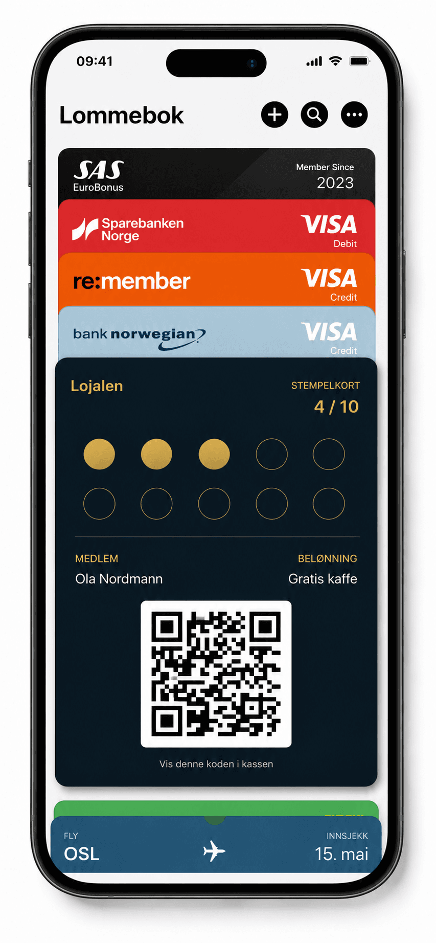Lojalen-stempelkort i Apple Wallet